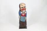 Decoratieve houten clown drankflescase – kavel bij De Kringwinkel, Brecht