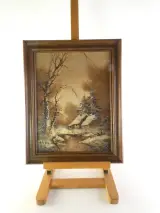 Winterlandschap, olieverfschilderij van A. Buikema – kavel bij De Kringwinkel, Heverlee