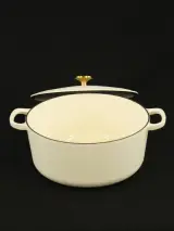 BK geëmailleerde gietijzeren braadpan in crème/ivoor (29cm) – foto 5 – kavel bij De Kringwinkel, Antwerpen