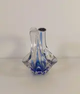 Vintage mondgeblazen glaskorf in helder en kobaltblauw glas – foto 3 – kavel bij De Kringwinkel, Turnhout