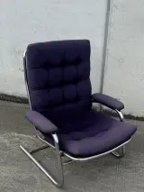 Vintage design fauteuil – jaren 70 – chroom & donkerpaars – foto 3 – kavel bij De Kringwinkel, Dilsen