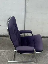 Vintage design fauteuil – jaren 70 – chroom & donkerpaars – foto 8 – kavel bij De Kringwinkel, Dilsen