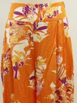 Rae Antwerp elegante soepelvallende oranje damesbroek met bloemenprint – foto 3 – kavel bij De Kringwinkel, Antwerpen