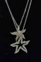 Zilverkleurige ketting met stervormige hanger van Swarovski – foto 2 – kavel bij De Kringwinkel, Aalst