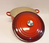 Rode Le Creuset braadpan gietijzer 28 cm – foto 3 – kavel bij De Kringwinkel, Aalst