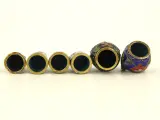 Set van 6 cloisonné uiltjes - decoratieve miniaturen – foto 3 – kavel bij De Kringwinkel, Antwerpen