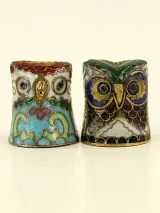 Set van 6 cloisonné uiltjes - decoratieve miniaturen – foto 6 – kavel bij De Kringwinkel, Antwerpen