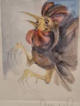 Set van 2 handgesigneerde dierillustraties ‘Haan’ en ‘Vrouwelijke uil’ - 2000/2002 - Willy Bosschem – foto 10 – kavel bij De Kringwinkel, Gent
