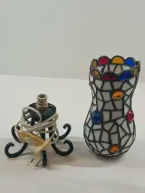 Tiffany stijl tafellamp met gekleurd glas – foto 6 – kavel bij De Kringwinkel, Geraardsbergen