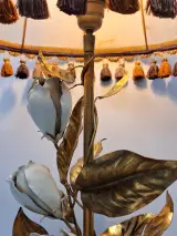 XL vintage Italiaanse Toleware bloemenlamp - Florentijnse Hollywood Regency, jaren ’50/’60 – foto 5 – kavel bij De Kringwinkel, Gent