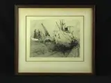 Romain Malfliet (1910-2006) ets 'Droogdok Antwerpen' – kavel bij De Kringwinkel, Antwerpen