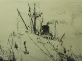 Romain Malfliet (1910-2006) ets 'Droogdok Antwerpen' – foto 5 – kavel bij De Kringwinkel, Antwerpen