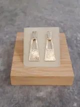 Geometrische zilveren oorhangers (925 zilver) – Geborsteld design – kavel bij De Kringwinkel, Gent