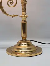 Vintage Massive tafellamp - Messing studentenlamp met gedecoreerde glazen kap, jaren ’70/’80 – foto 4 – kavel bij De Kringwinkel, Gent