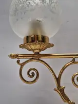 Vintage Massive tafellamp - Messing studentenlamp met gedecoreerde glazen kap, jaren ’70/’80 – foto 10 – kavel bij De Kringwinkel, Gent
