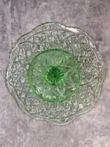 Set van twee vintage glazen taartplateaus op voet in Art Deco stijl – foto 8 – kavel bij De Kringwinkel, Gent