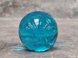 Set van 6 decoratieve turquoise glazen bollen met luchtbellen – foto 3 – kavel bij De Kringwinkel, Gent