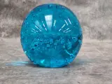 Set van 6 decoratieve turquoise glazen bollen met luchtbellen – foto 4 – kavel bij De Kringwinkel, Gent
