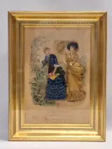 Set van 2 antieke Franse 3D-modeprenten - La Mode Illustrée - circa 1880 – foto 2 – kavel bij De Kringwinkel, Gent