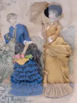 Set van 2 antieke Franse 3D-modeprenten - La Mode Illustrée - circa 1880 – foto 4 – kavel bij De Kringwinkel, Gent