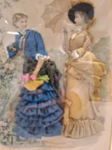 Set van 2 antieke Franse 3D-modeprenten - La Mode Illustrée - circa 1880 – foto 6 – kavel bij De Kringwinkel, Gent