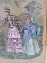 Set van 2 antieke Franse 3D-modeprenten - La Mode Illustrée - circa 1880 – foto 9 – kavel bij De Kringwinkel, Gent