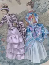 Set van 2 antieke Franse 3D-modeprenten - La Mode Illustrée - circa 1880 – foto 10 – kavel bij De Kringwinkel, Gent