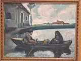 Expressionistisch riviertafereel met roeiboot - J. Bruynseels – foto 2 – kavel bij De Kringwinkel, Gent