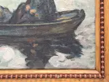 Expressionistisch riviertafereel met roeiboot - J. Bruynseels – foto 6 – kavel bij De Kringwinkel, Gent