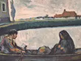 Expressionistisch riviertafereel met roeiboot - J. Bruynseels – foto 7 – kavel bij De Kringwinkel, Gent