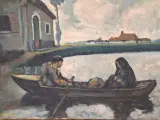 Expressionistisch riviertafereel met roeiboot - J. Bruynseels – foto 8 – kavel bij De Kringwinkel, Gent