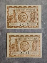 Uniek lot historisch noodgeld WWI – Stad Gent en gemeente Wetteren (1914-1918) – foto 3 – kavel bij De Kringwinkel, Gent