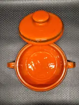 11-delige oranje keramieken brunch- en koffieset met serveerplateau - jaren '70 – foto 5 – kavel bij De Kringwinkel, Gent