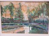 Impressionistisch kanaallandschap bij avondlicht - monogram ME, 1994 – foto 3 – kavel bij De Kringwinkel, Gent