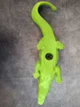Felgroene decoratieve krokodil in Popart-stijl – foto 6 – kavel bij De Kringwinkel, Gent