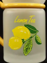 6 “Lemon Tea” glazen mokken ‘Inspiration’ jaren 70 stijl – foto 6 – kavel bij De Kringwinkel, Antwerpen