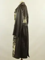 Handmade vintage lange lederen mantel met gevlekte koeienhuid - bruin/crème – foto 5 – kavel bij De Kringwinkel, Antwerpen
