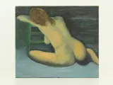 zittend vrouwelijk naakt in subtiele blauwtinten – Acryl op canvas – kavel bij De Kringwinkel, Antwerpen