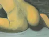zittend vrouwelijk naakt in subtiele blauwtinten – Acryl op canvas – foto 6 – kavel bij De Kringwinkel, Antwerpen