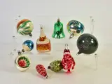 Set van 10 vintage glazen kerstornamenten, ca. 1950-1970 – foto 2 – kavel bij De Kringwinkel, Turnhout