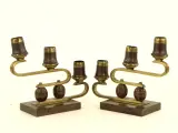 Art Deco kandelaren set van messing en hout – kavel bij De Kringwinkel, Antwerpen