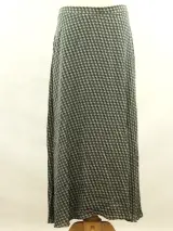 Natan Belgium elegante lange damesrok met blauw-grijs paisleypatroon met beige accenten – foto 2 – kavel bij De Kringwinkel, Antwerpen