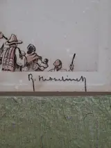 Originele Handgekleurde Ets: Zuid-Amerikaanse Scène met Huifkar – Roger Hebbelinck (1912–1987) – foto 5 – kavel bij De Kringwinkel, Waardamme