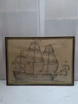 Groot Ingelijst Maritiem Meesterwerk: "Royal Catherin 1662" – Gekalligrafeerd & Gesigneerd door J. Poupaert – kavel bij De Kringwinkel, Waardamme