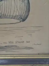 Groot Ingelijst Maritiem Meesterwerk: "Royal Catherin 1662" – Gekalligrafeerd & Gesigneerd door J. Poupaert – foto 2 – kavel bij De Kringwinkel, Waardamme