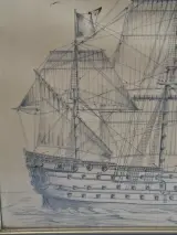Groot Ingelijst Maritiem Meesterwerk: "Royal Catherin 1662" – Gekalligrafeerd & Gesigneerd door J. Poupaert – foto 3 – kavel bij De Kringwinkel, Waardamme