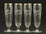 Stella Artois set van vier vintage luxe pilsglazen met goudkleurige rand op voet 1970 – foto 2 – kavel bij De Kringwinkel, Antwerpen