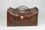 Vintage bruine lederen weekendtas – kavel bij De Kringwinkel, Brecht