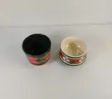 Set van 2 vintage keramische potjes met bloemmotief – foto 2 – kavel bij De Kringwinkel, Turnhout