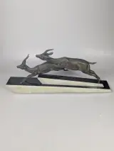 Kunstbronzen Art Deco beeld van 2 rennende gazelles – foto 5 – kavel bij De Kringwinkel, Sint-Niklaas